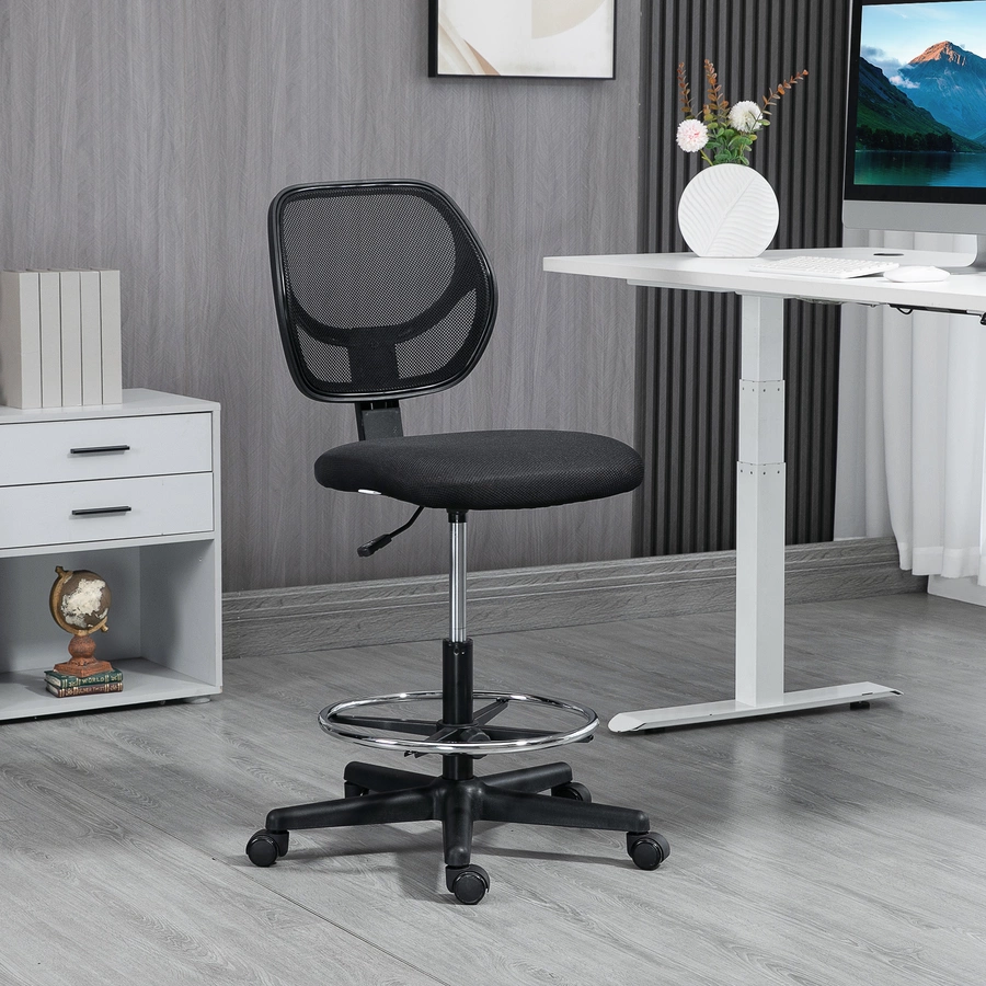 Vinsetto Bürostuhl ideal für Sitz und Stehplätze mit Fußstütze schwarz