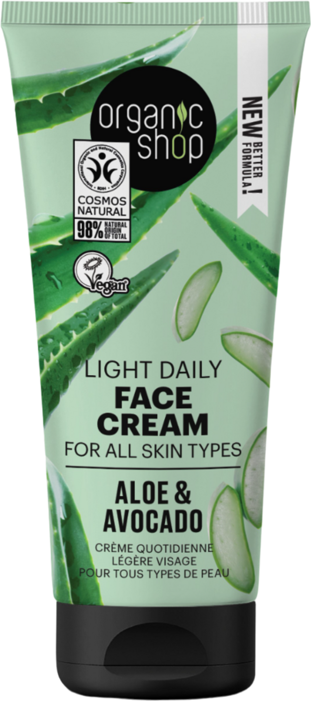 Organic Shop  Light Daily Face Cream Aloe & Avocado, 50 ml