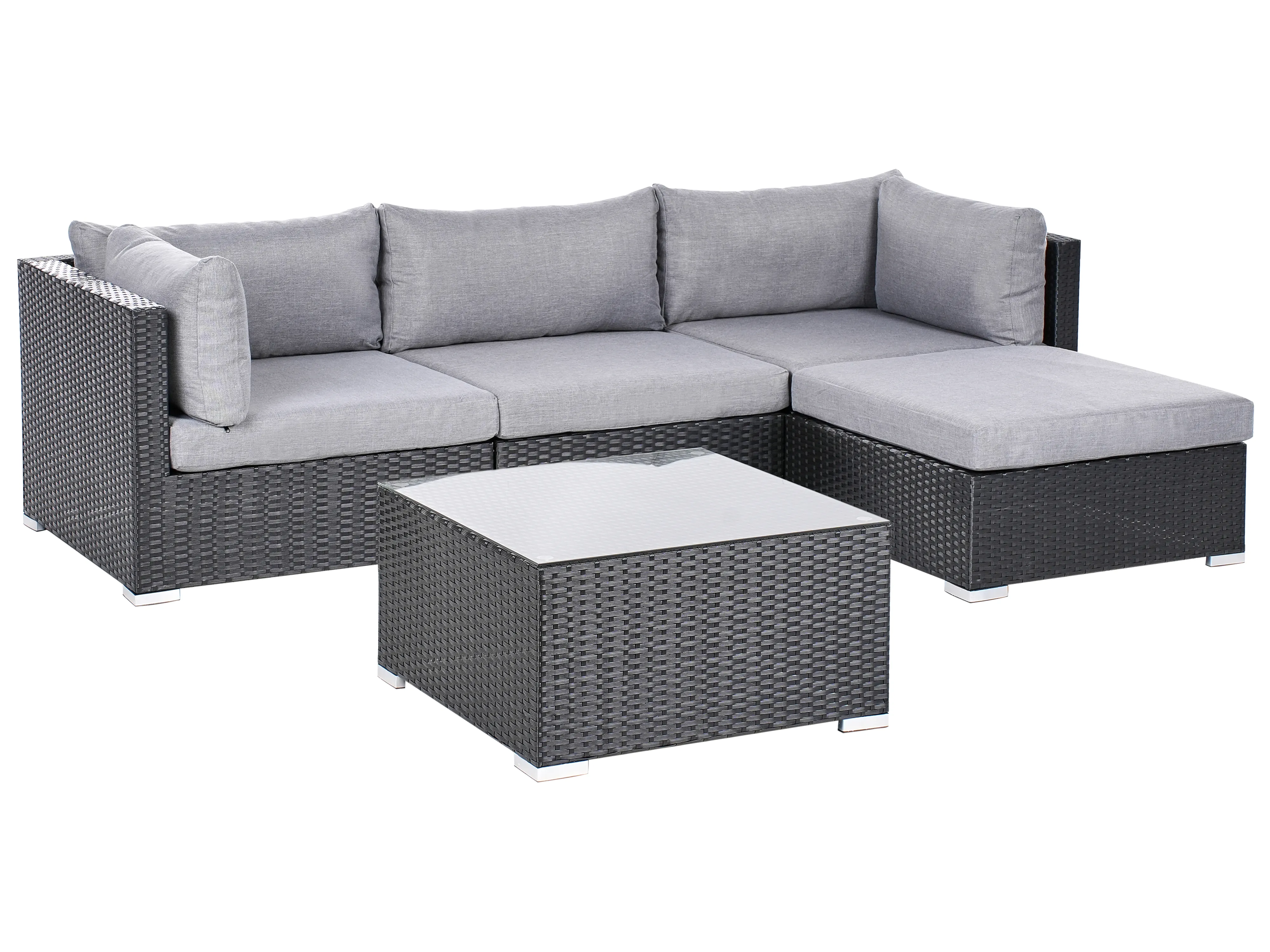 Tuin hoekloungeset met tafel 4-zits SANO linkszijdig PE rotan Zwart