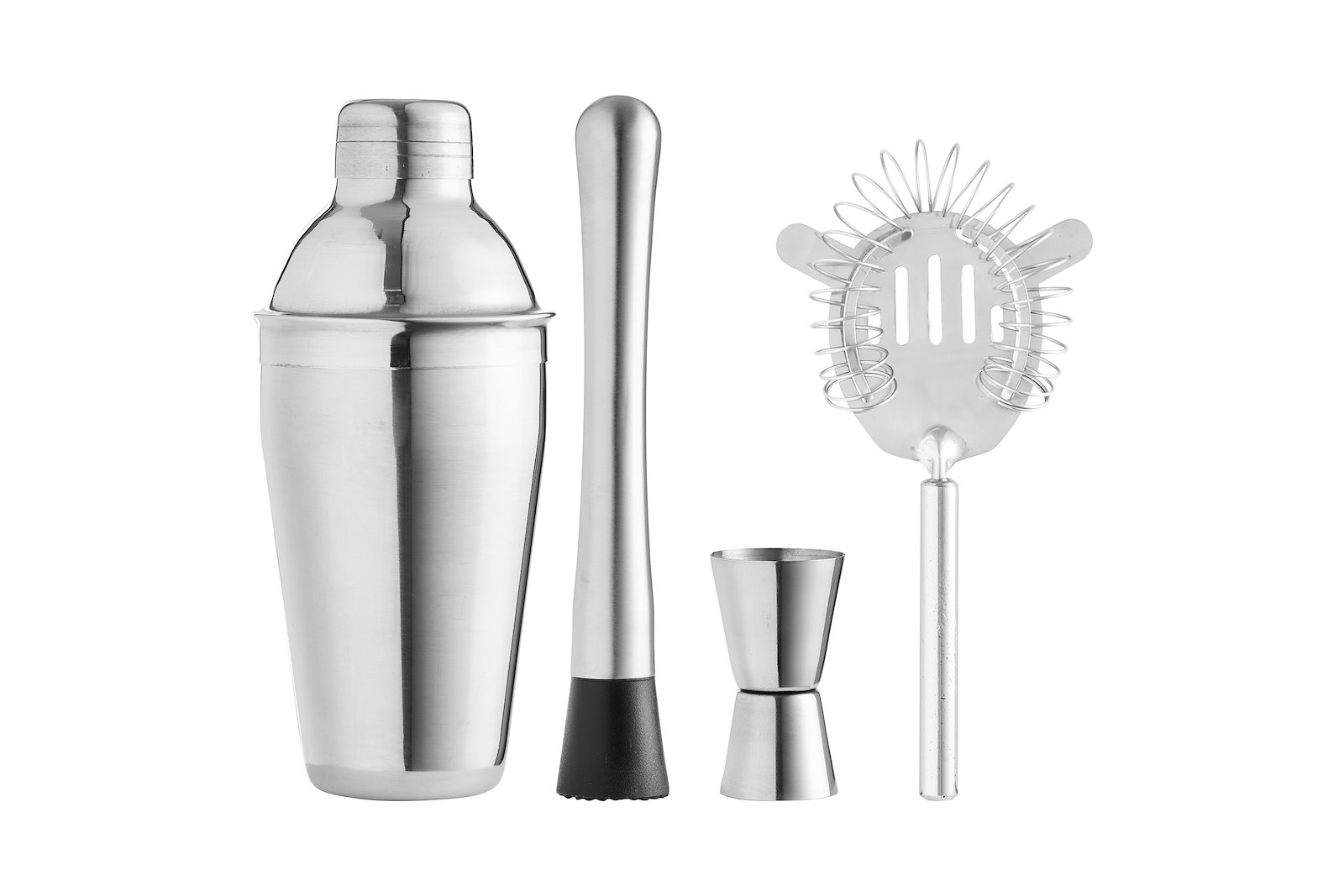 Bisou coctailsett Rustfritt stål. Beholder 500ml, inkl. morter, målebeger og sil.