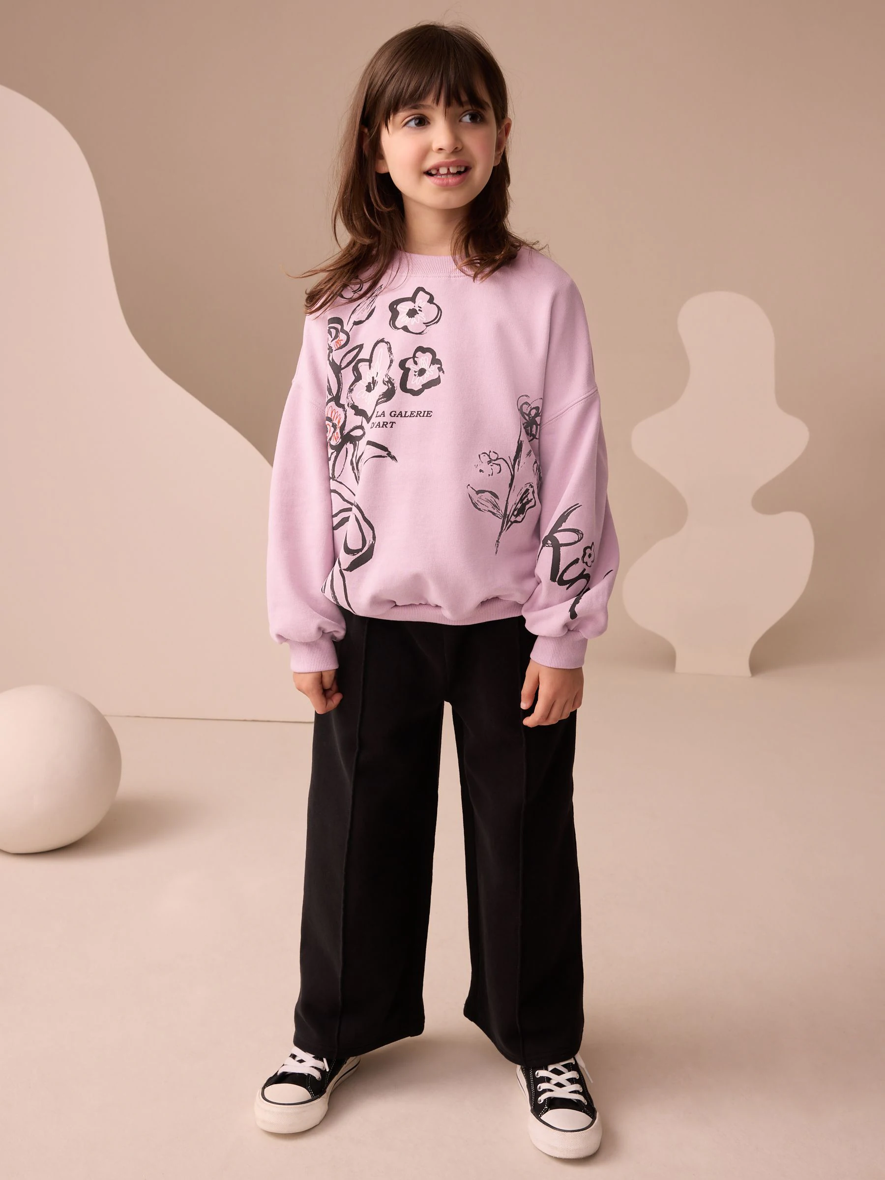 Roze bloemen - Print Long Sleeve Top (3-16yrs)