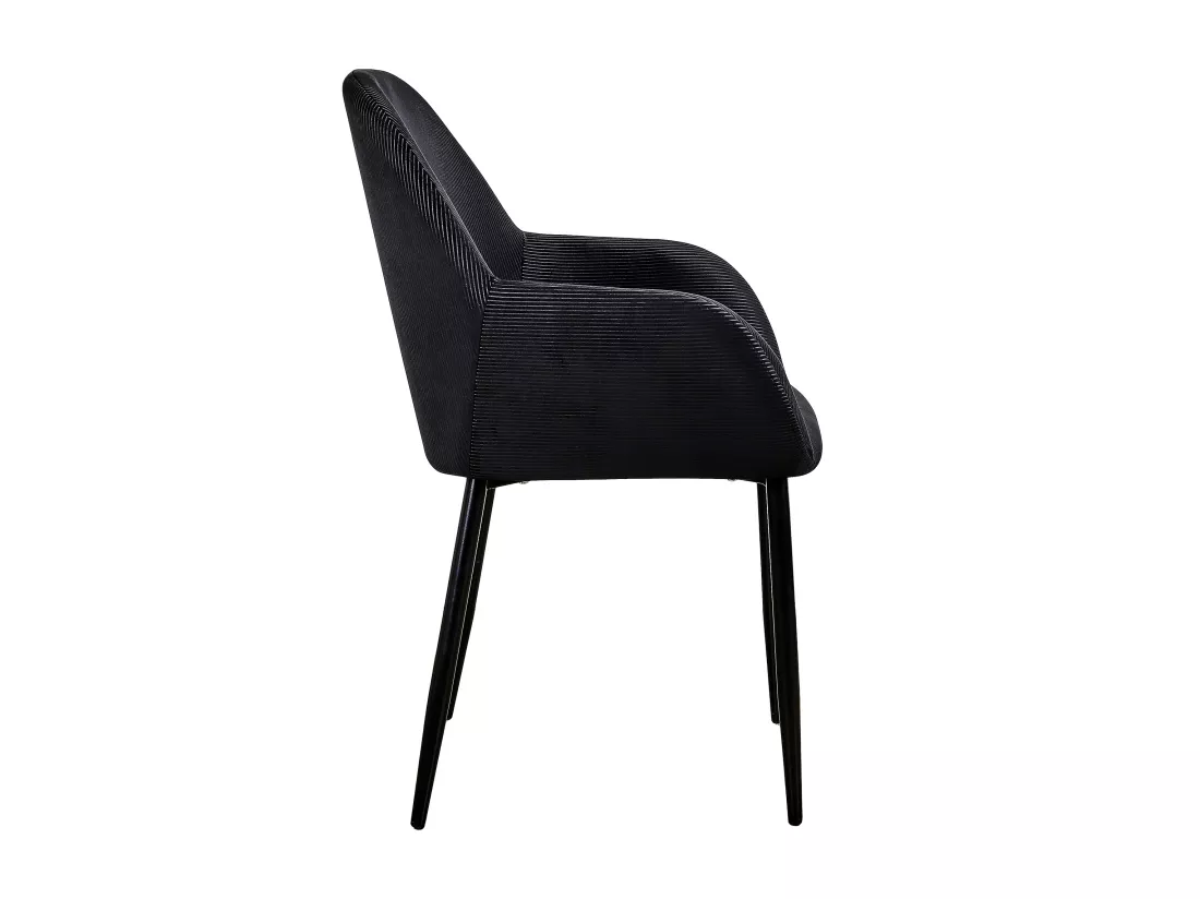 Fauteuil Giulia Noir Velours Cotele - Lot de 2