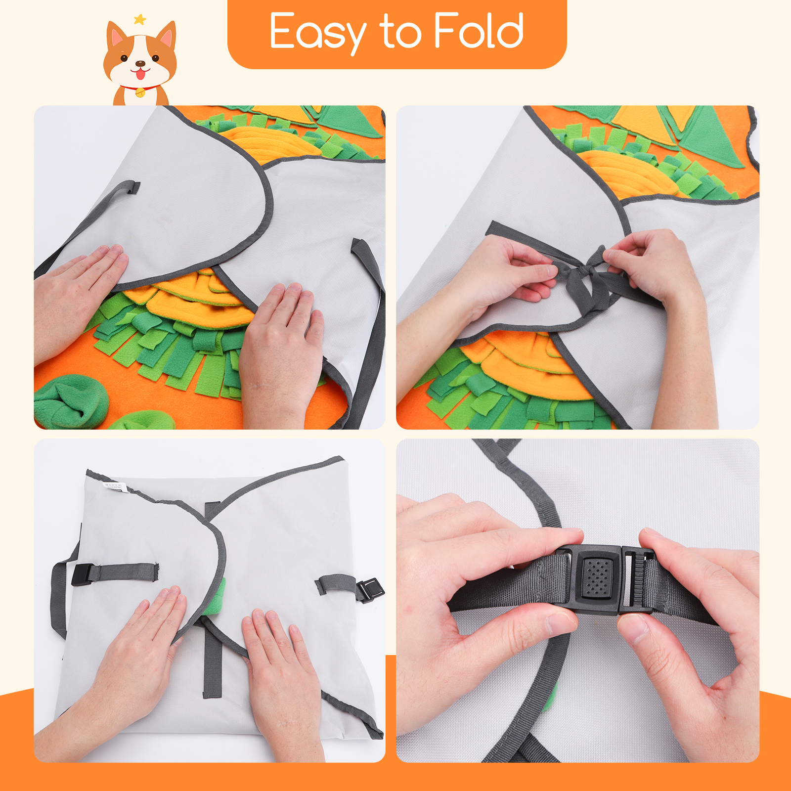 Tapete de Busca Nobleza para Cães, Brinquedo Interativo de Busca, Tapete Portátil para Treinamento de Busca de Alimentos, 70*70cm