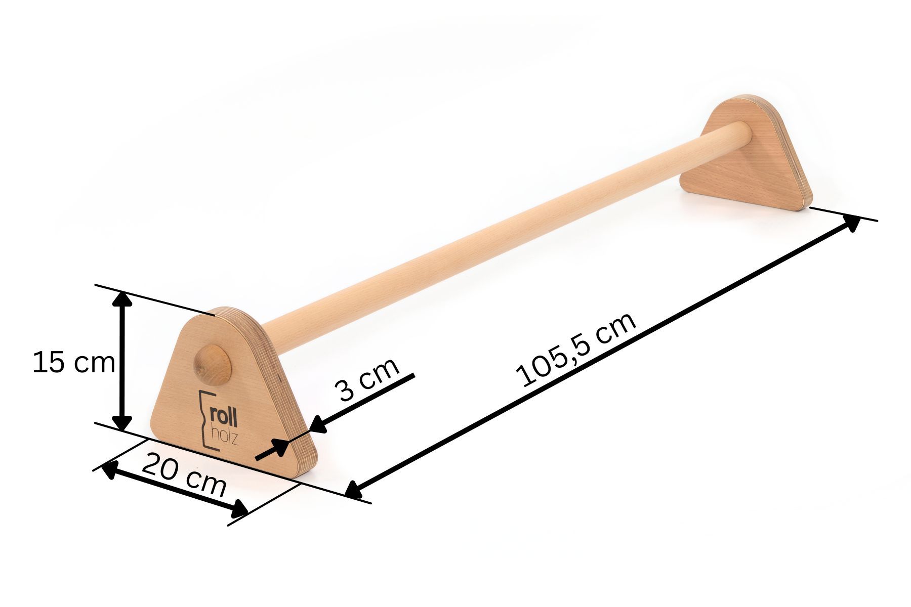 rollholz Klimmzugstange aus Holz für Türrahmen Gr. 3