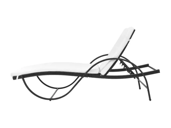 Chaises longues lot de 2 avec table résine tressée noir
