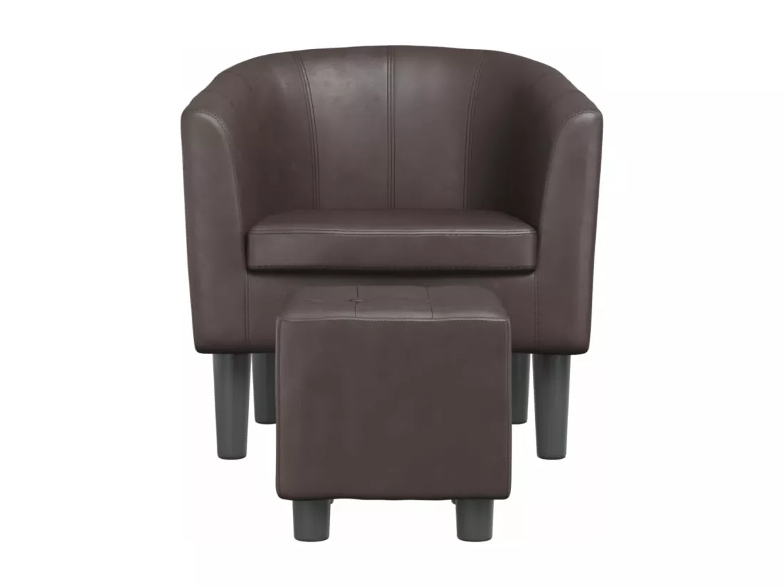 Fauteuil cabriolet avec repose-pied marron similicuir