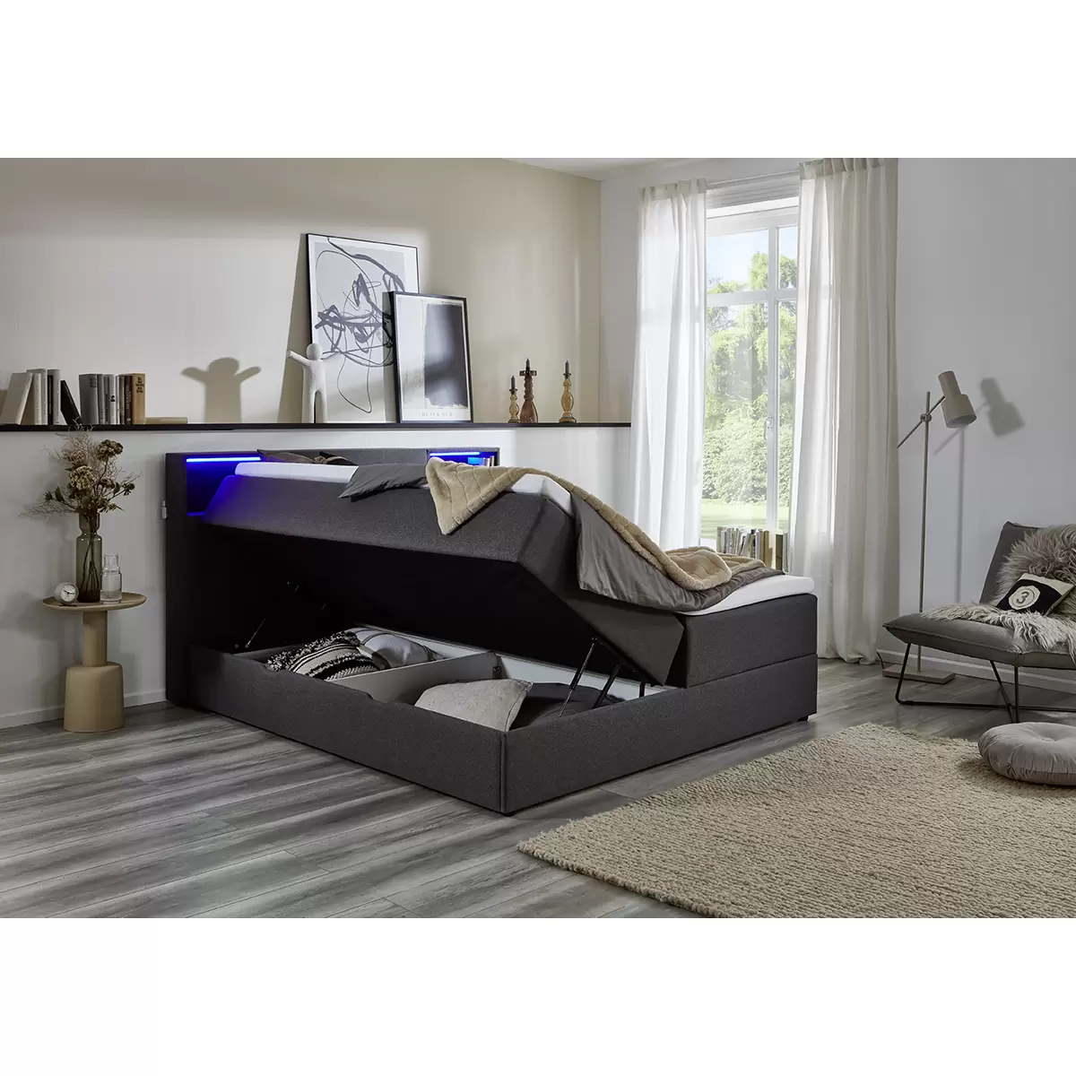 Boxspringbett Caja 160x200 Anthrazit
