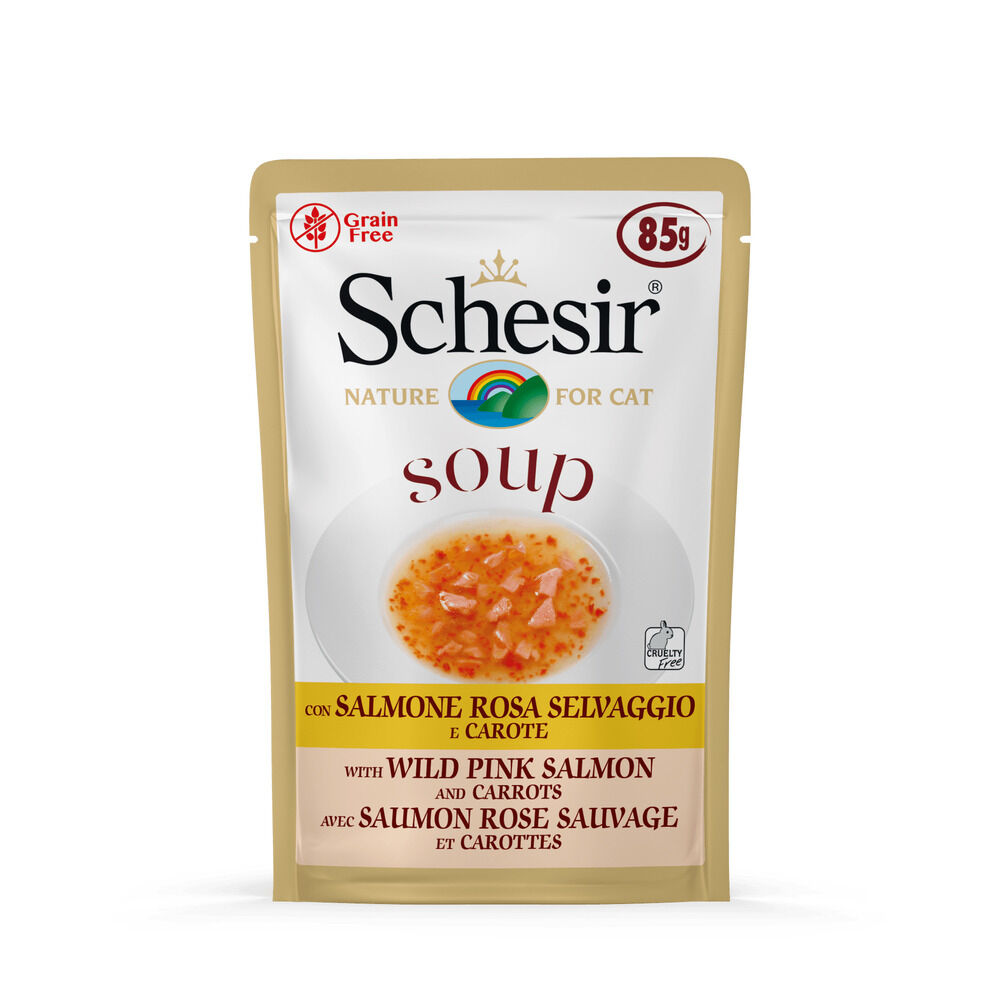 Schesir Soup - Kattenvoer - 85 Gram - wortel, zalm