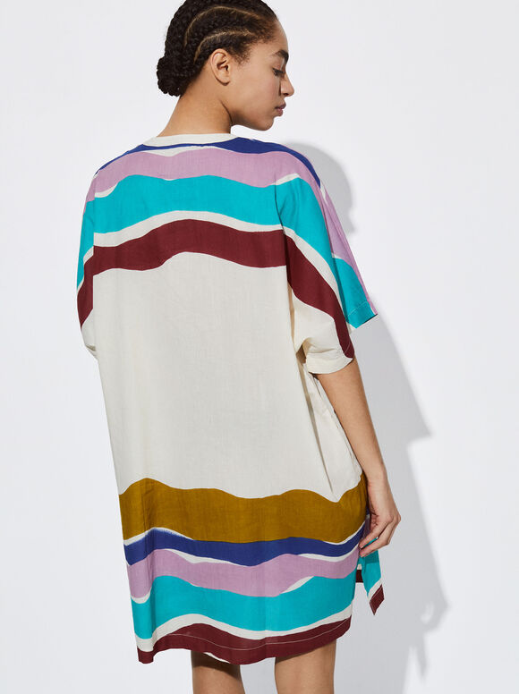 Vestido de algodão estampado - Multicolorido