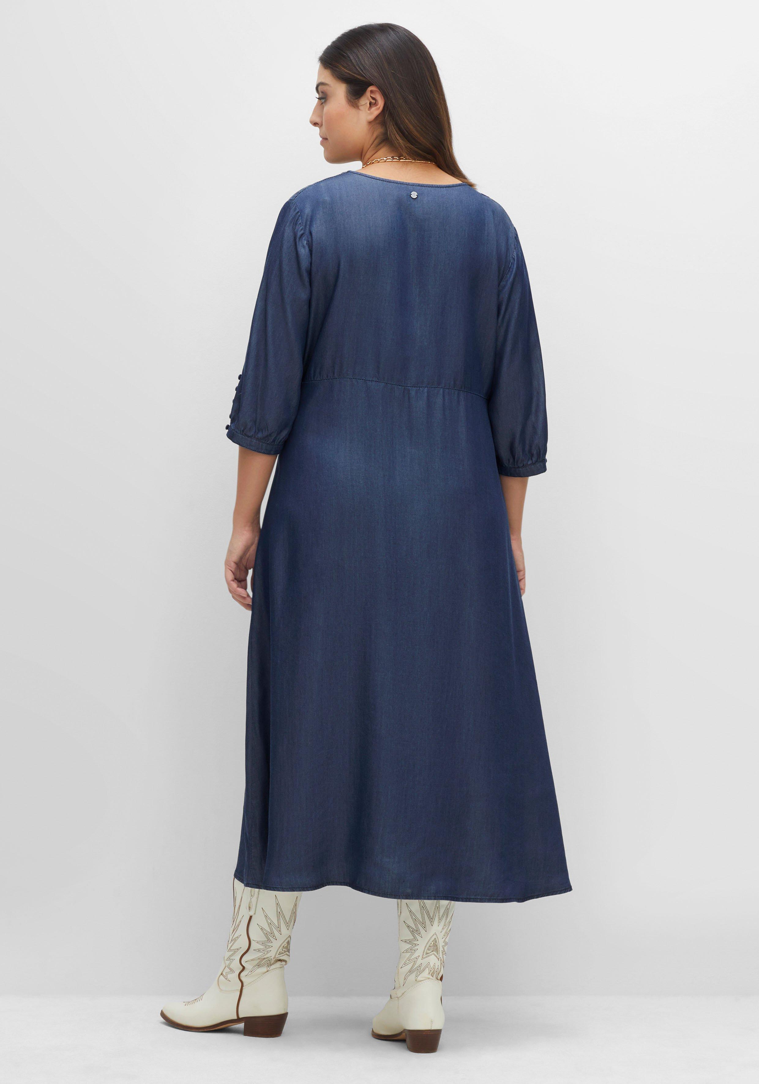 Maxikleid in Denimoptik, mit Knopfleiste