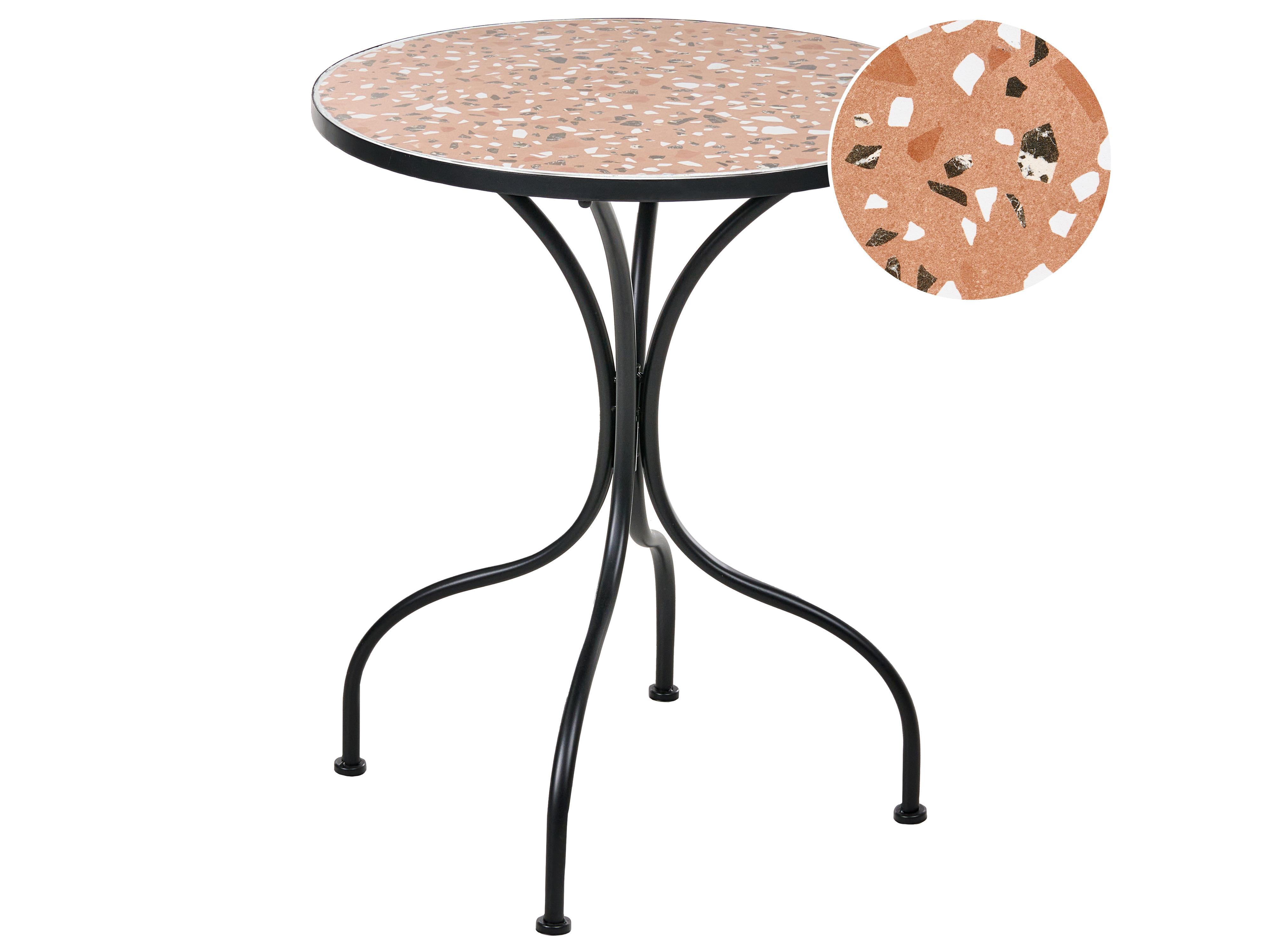 Bistrotafel ADRANO 60 cm 60 cm Terrazzo-effect Metaal Zwart