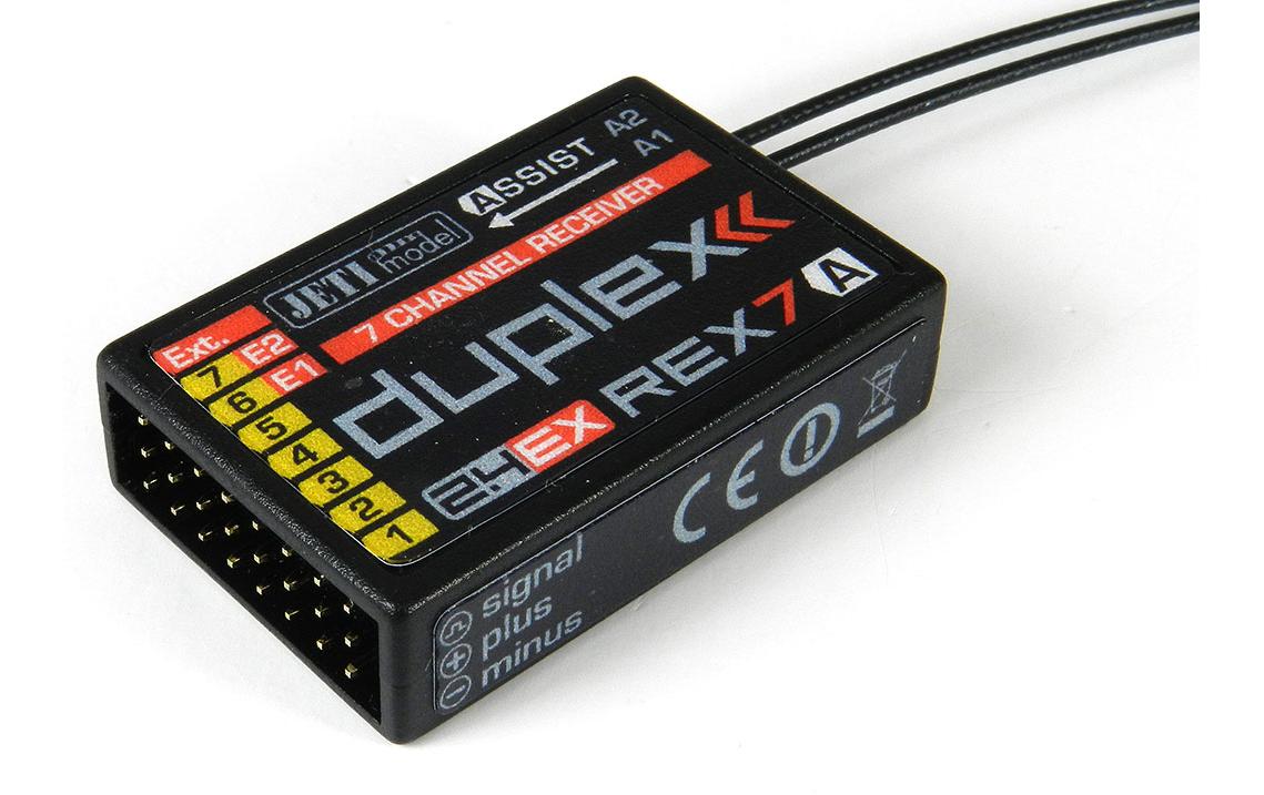 Empfänger Duplex REX 7 Assist 2.4 GHz EX<br>Telemetrie-fähiger 7 Kanal Empfänger kompatibel mit Duplex 2.4 GHz EX und EX-Bus Protokoll