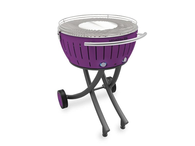 LotusGrill Holzkohlegrill XXL Pflaumenlila Rauchfreier Holzkohle-Grill für Garten und Balkon