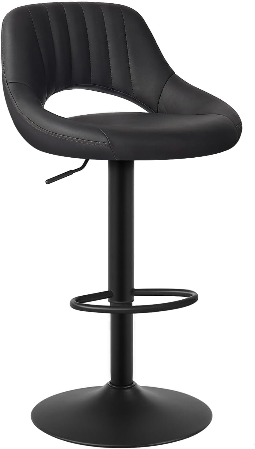 EUGAD 2X Barhocker Designer Hocker Tresenhocker Bistrohocker 360° drehbar stufenlos höhenverstellbar mit Rückenlehne aus Kunstleder und Stahl Anthrazit, 0666BY-2