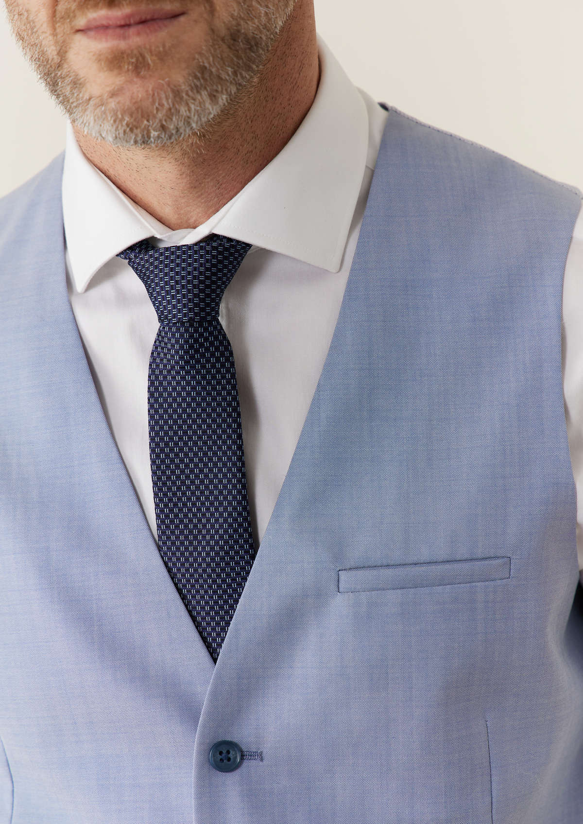 Gilet de costume en laine unie bleu turquin