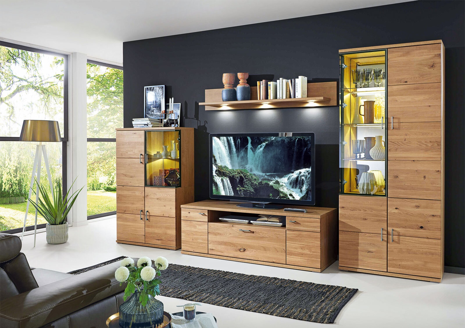 CASAVANTI Wohnwand BRILON II 4-teilig Alteiche teilmassiv