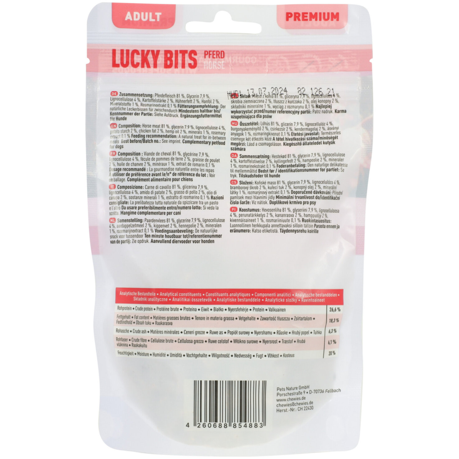 Chewies Hundesnack Lucky Bits Pferd Adult