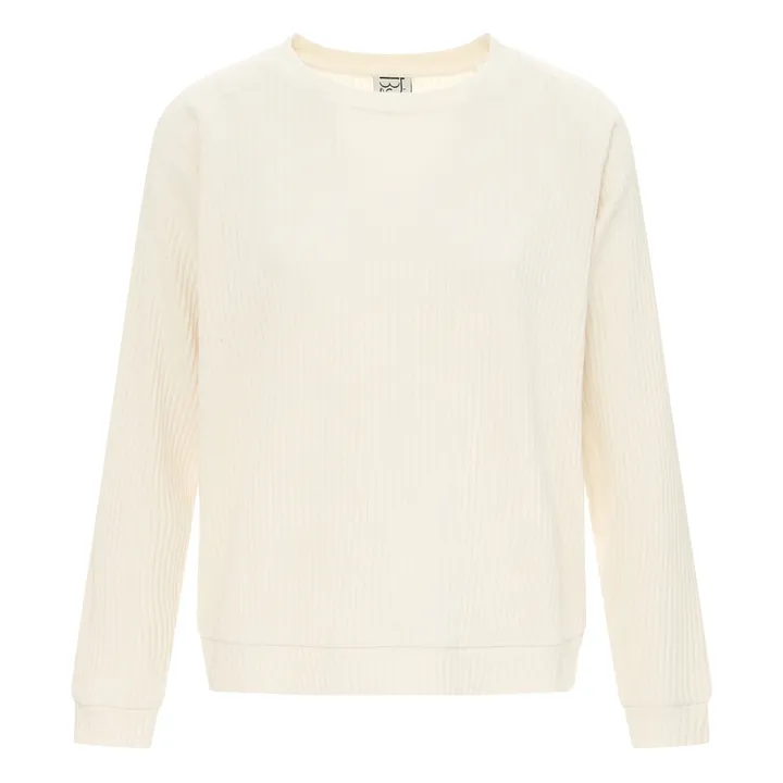 Baserange Sweat Côtelé Basic Coton Bio | Blanc cassé
