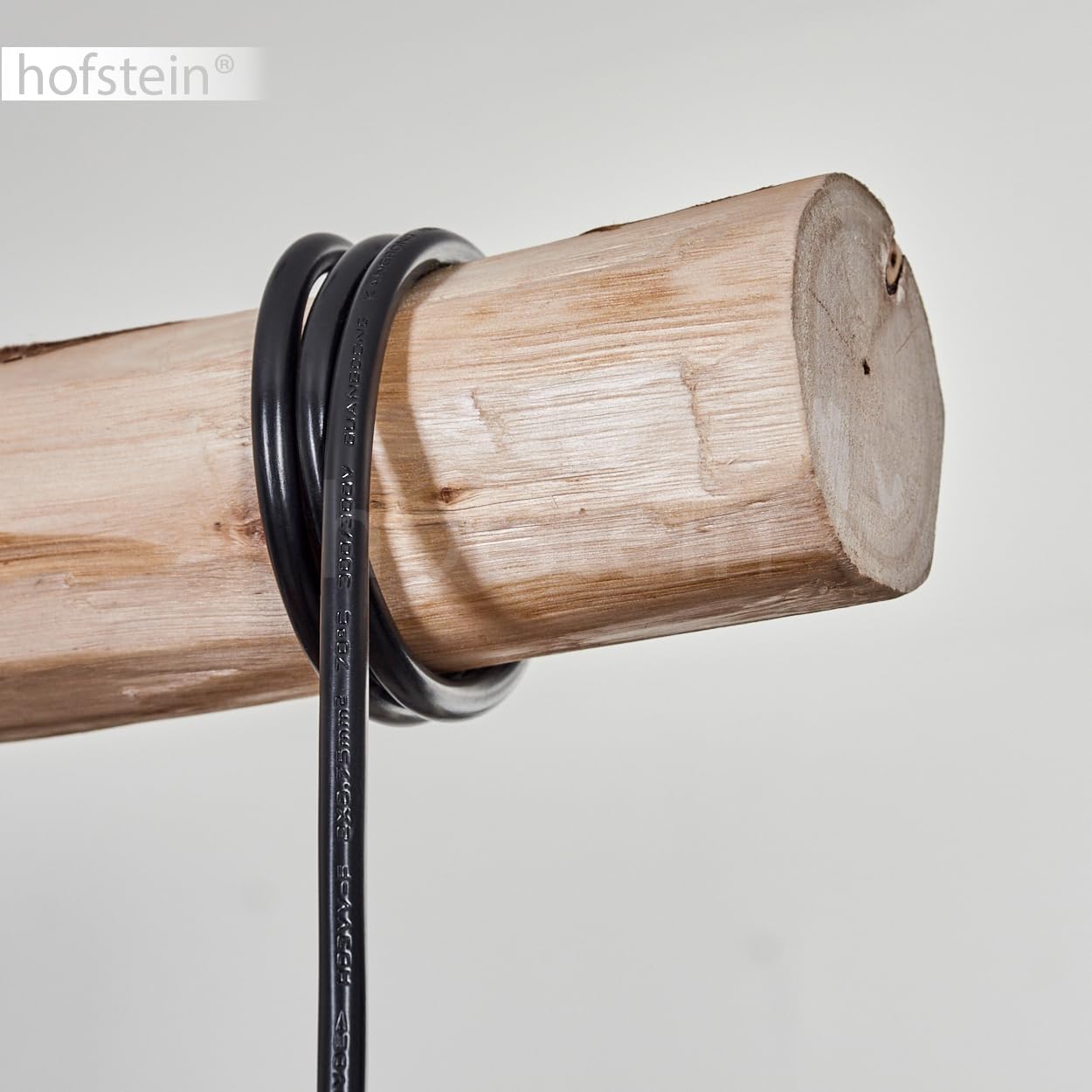 HOFSTEIN Pendelleuchte Soungou, moderne Hängelampe aus Holz/Metall/Leinen in Natur/Schwarz/Beige, 4-flammige Hängeleuchte im skandinavischen Design, Höhe max. 180 cm, E27, Wohnzimmer, Esszimmer, Küche