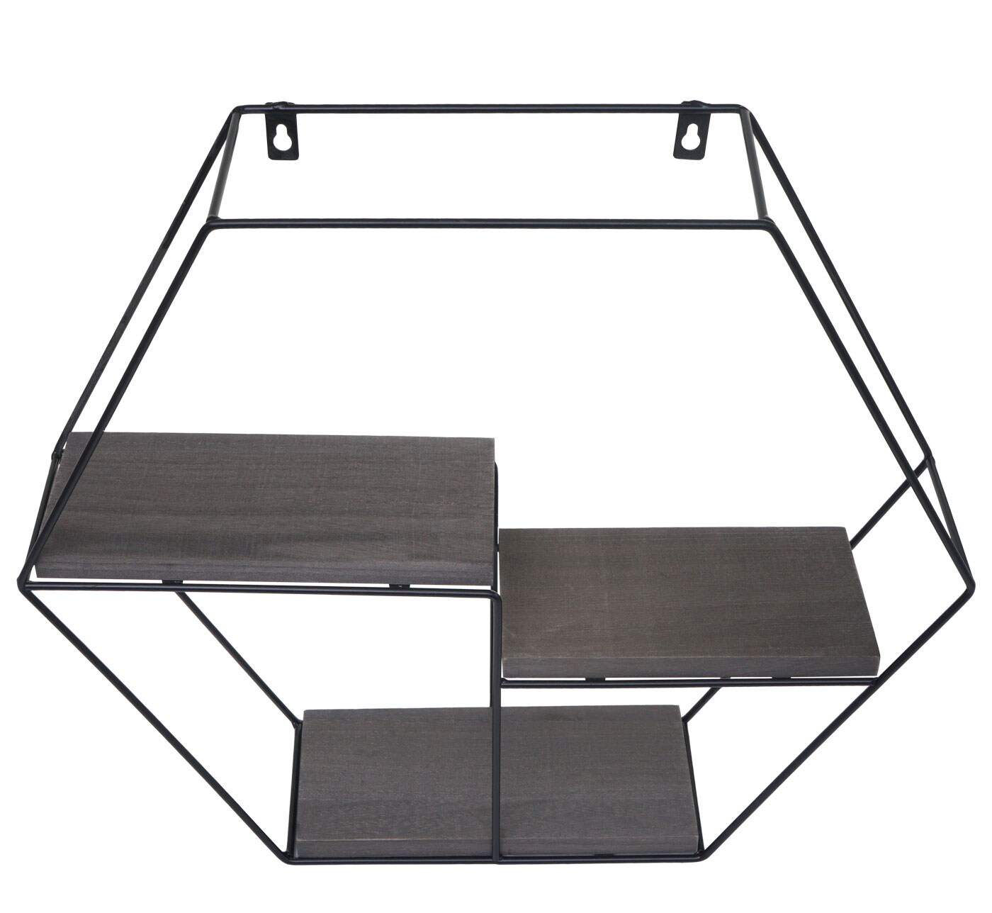 Wandregal MCW-K76, Hängeregal Schweberegal Regal, 3 Regalböden Metall Massiv-Holz Industrial 43x49x11cm ~ dunkelgrau