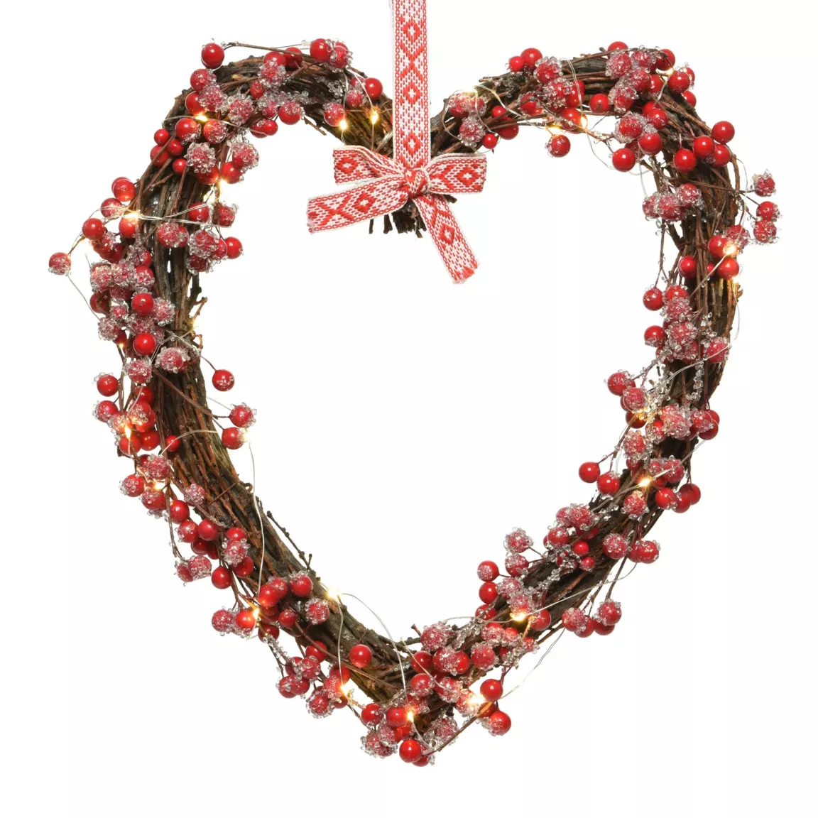 Couronne de Noël lumineuse (D38 cm) Appenzell Rouge