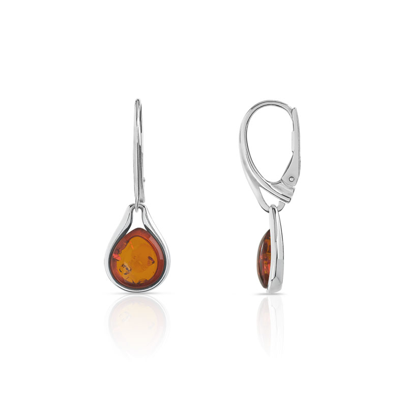 Boucles d'oreilles argent 925 dormeuses gouttes ambres