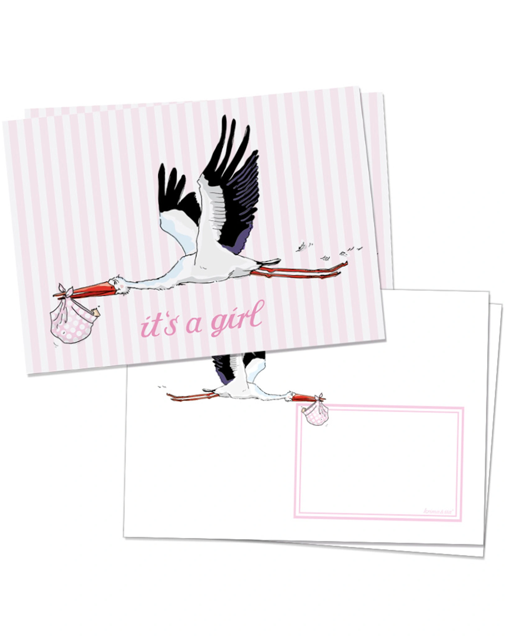 Klappkarte STORCH 2er-Set in rosa