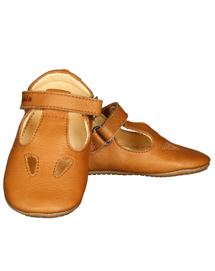 Leder-Krabbelschuhe ALICE in cognac