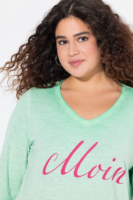 T-Shirt, Moin, Cold Dyed, V-Ausschnitt, 3/4-Arm