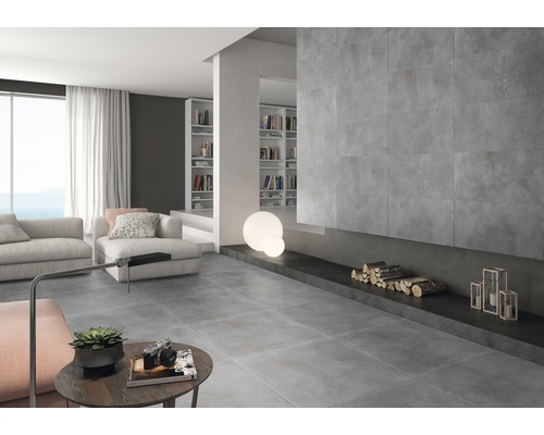 Porseleinen steengoed wand- en vloertegel Cementine 60 x 60 x 0,9 cm grijs mat R10B