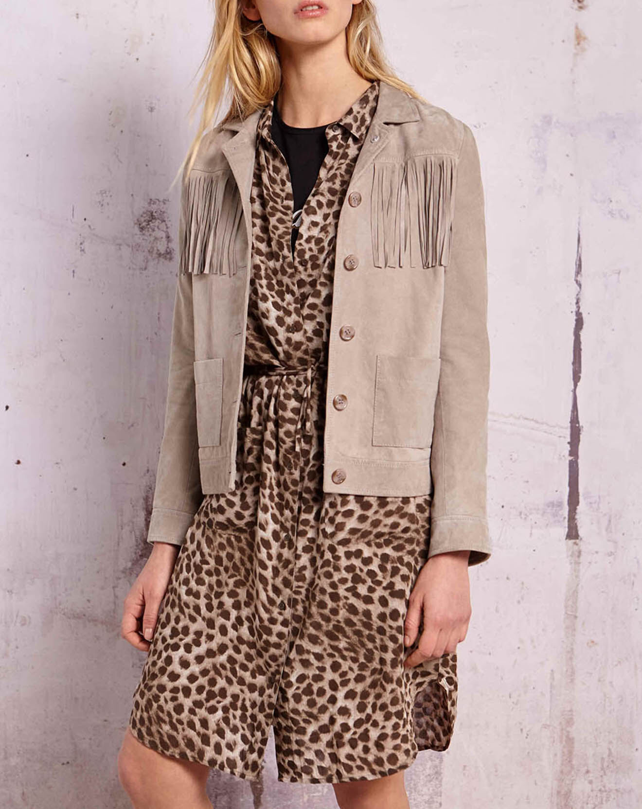 Swildens Veste en Velours de Cuir Qelio perle