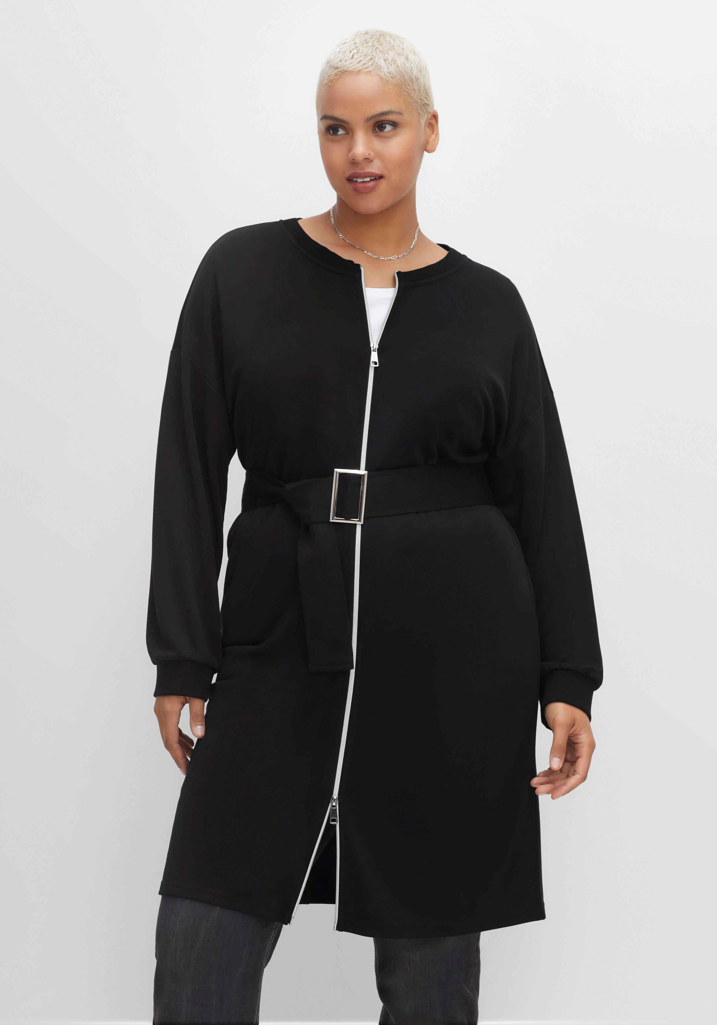 Shirtjacke in Longform mit dekorativem Gürtel