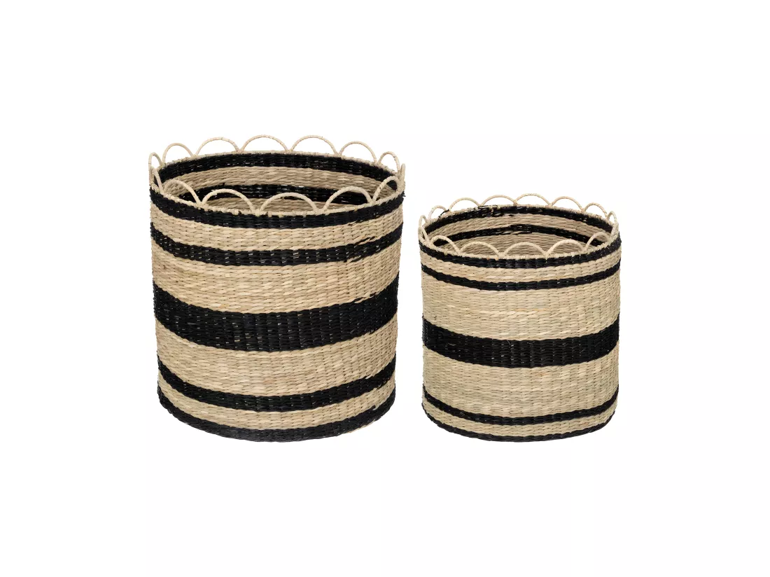 Lot de 2 Paniers de rangement Bicolore D 35 et D 29 cm