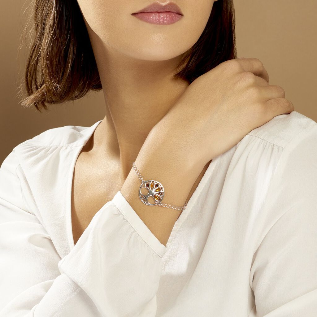 Bracelet Argent Blanc Odaya Ambre