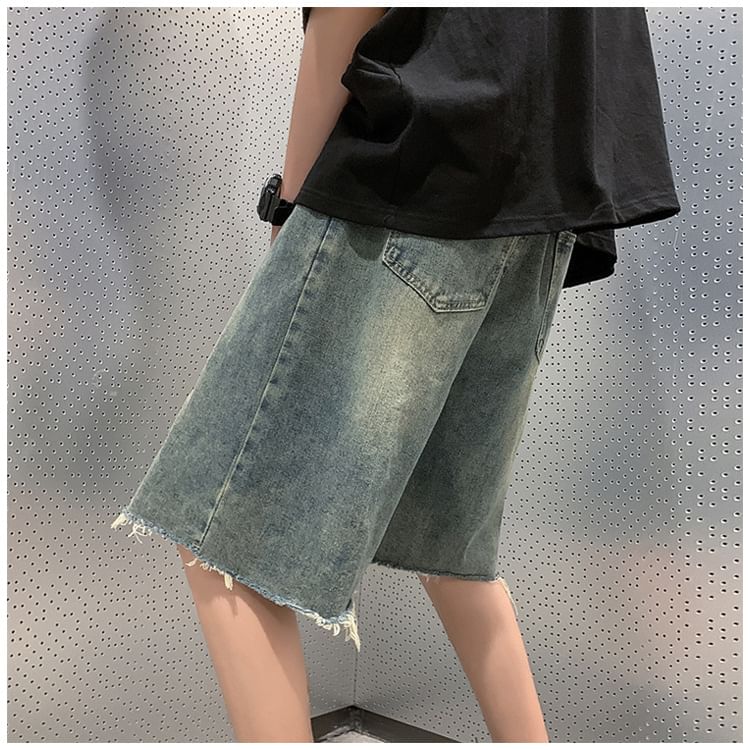 Femilina - Hoge taille gerafelde denim shorts