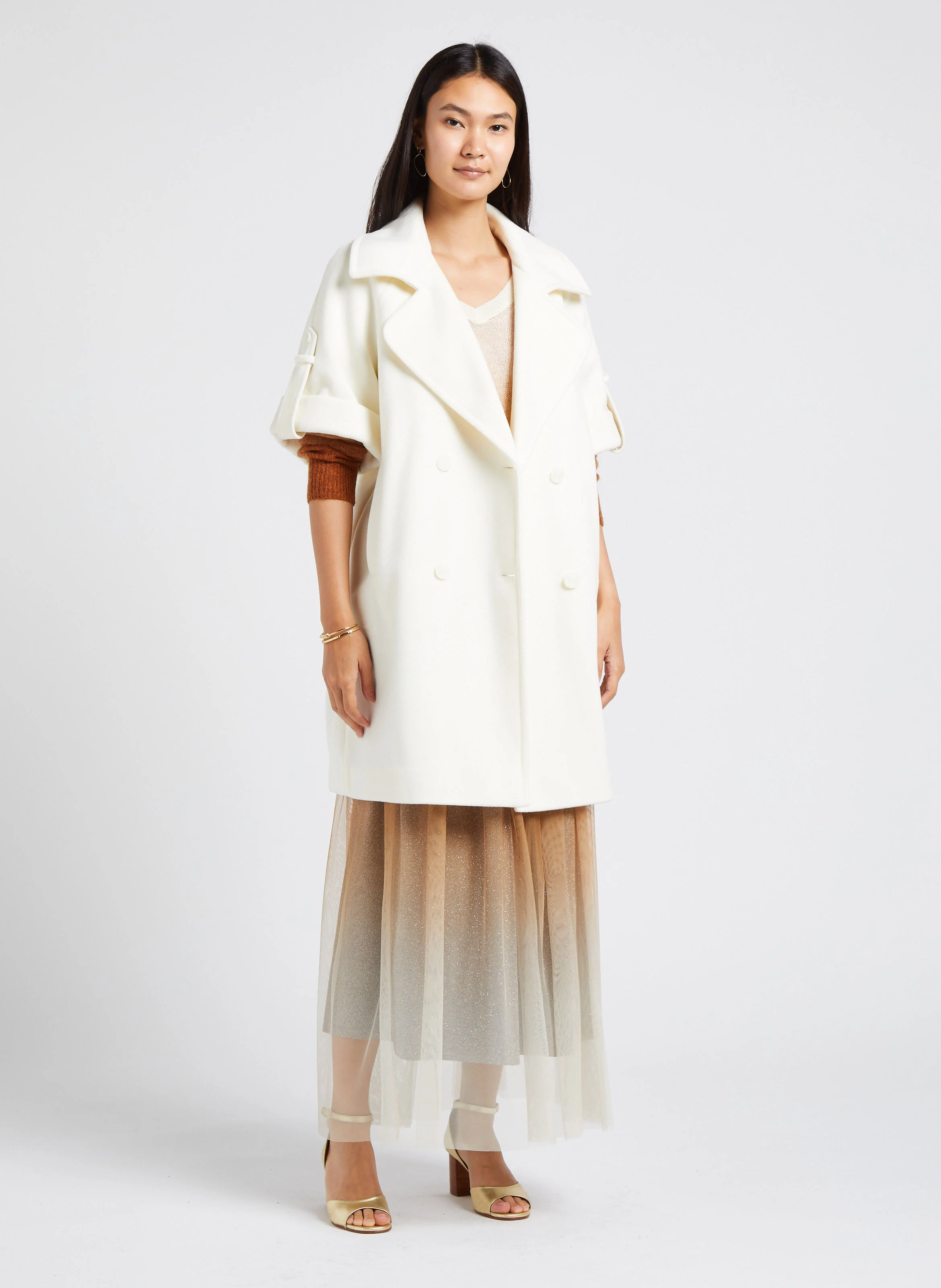 Pull col V en laine mélangée | Blanc