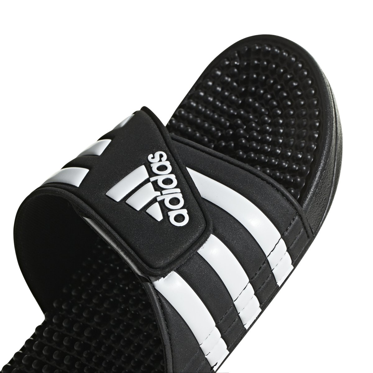 ADIDAS-Adissage-tb.-Sandales athlétiques à glissière - Talon plat - Noir/Blanc