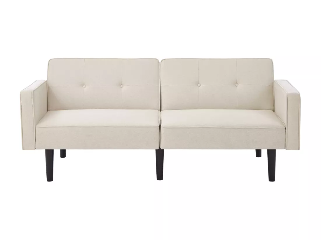 Canapé 2 places avec dossiers réglables - 176 x 76 x 74 cm - Tissu coton-lin et pièds en métal - Beige