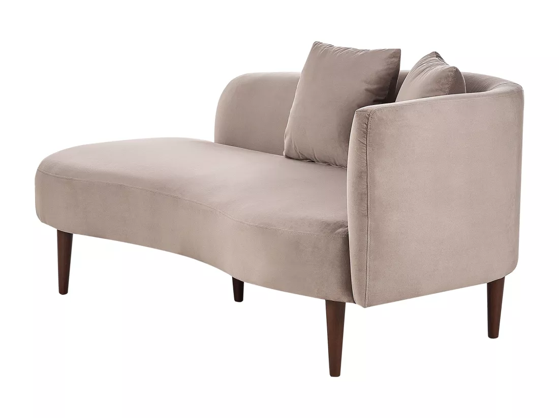 Chaise longue côté droit en velours taupe CHAUMONT