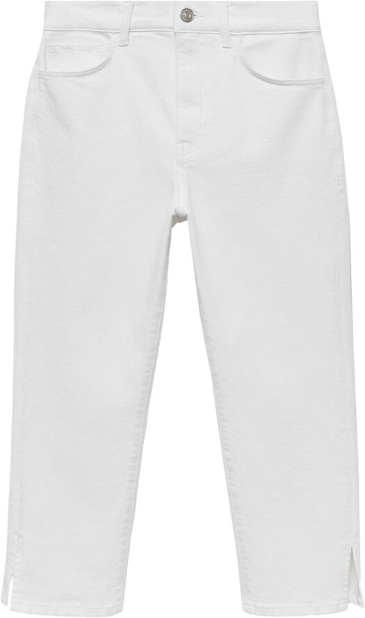 MANGO Side opening capri jeans White