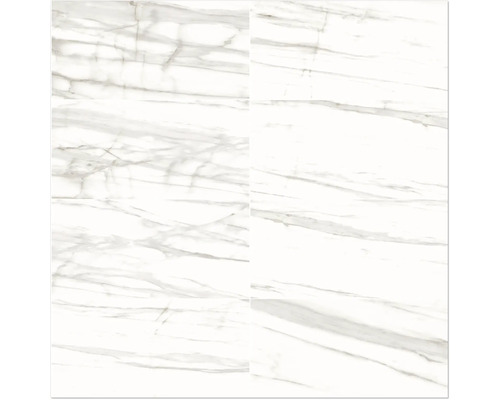 MIRAVA porseleinen wand- en vloertegel LUCCA Bianco grijs zwart gepolijst 60 x 120 x 0,9 cm gerectificeerd