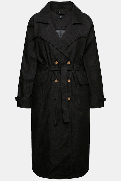 Jeans-Trenchcoat, Reverskragen, Vintage, doppelreihig