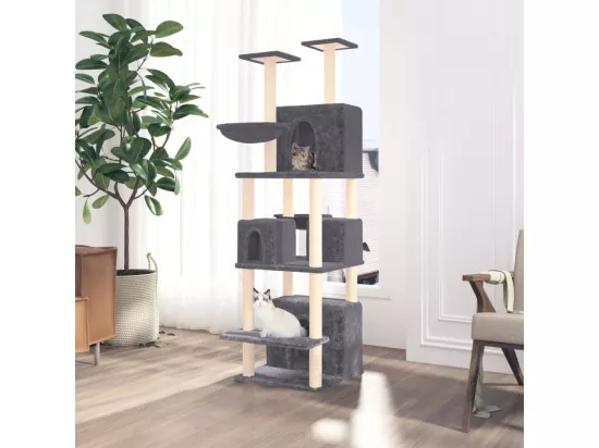 Arbre à chat avec griffoirs en sisal Gris foncé 180 cm