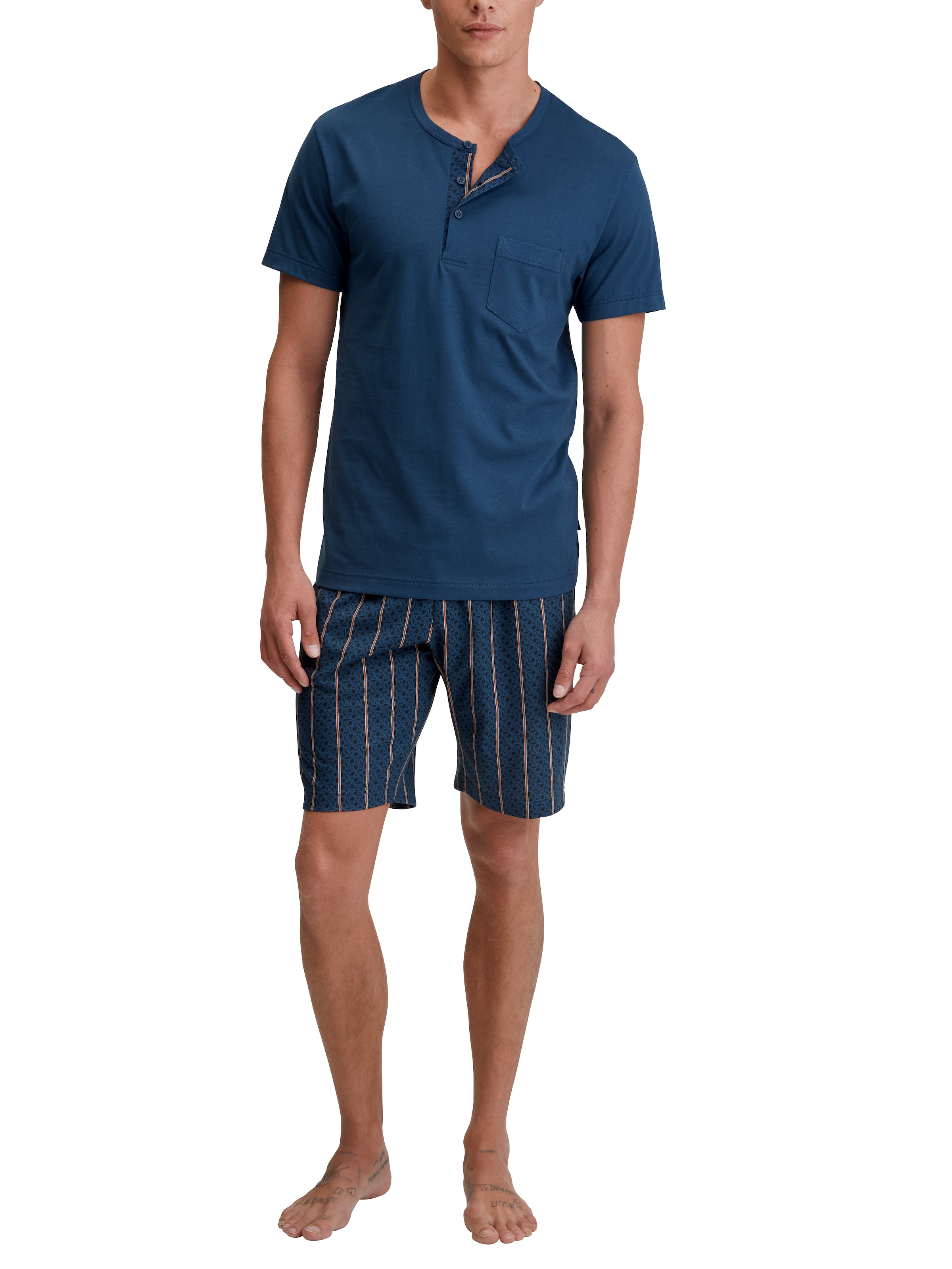 CALIDA Shorty »Relax Imprint 1« 2 Stk. tlg., mit Rundhalsausschnitt, Knopfleiste, kurze Ärmel, Single Jersey