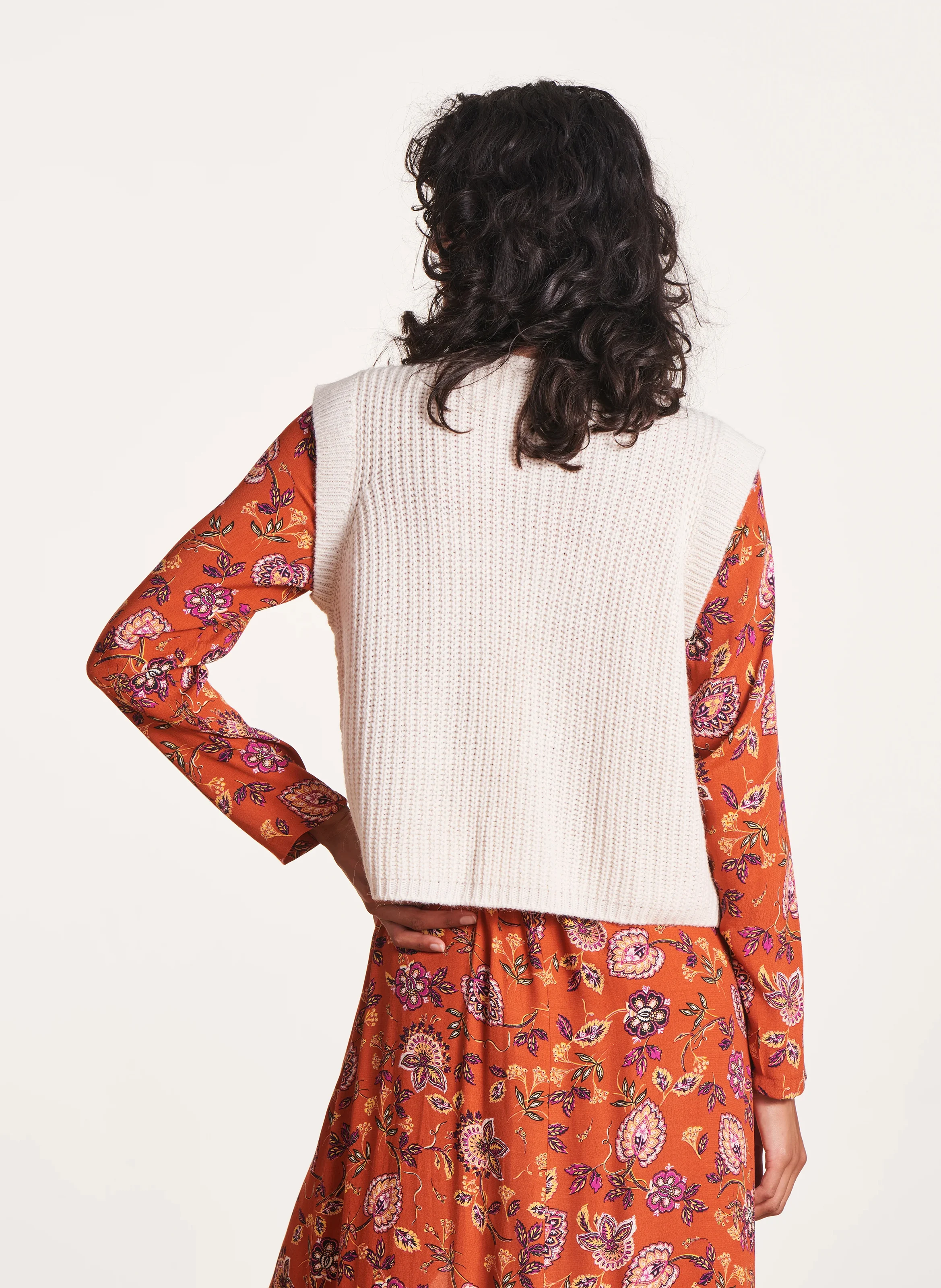 Gilet sans manches en maille | Blanc