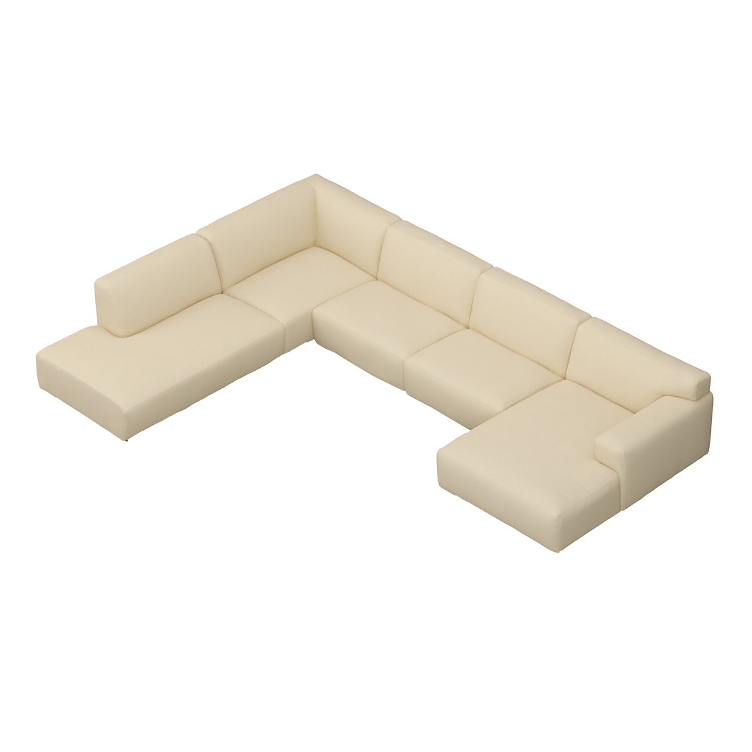 Vesta U-sofa Sjeselong høyre, 3-seter og åpen ende venstre. Big hjørnemodul, Tekstil Gianni Cream, sort metallben 10 cm, Comfort CM