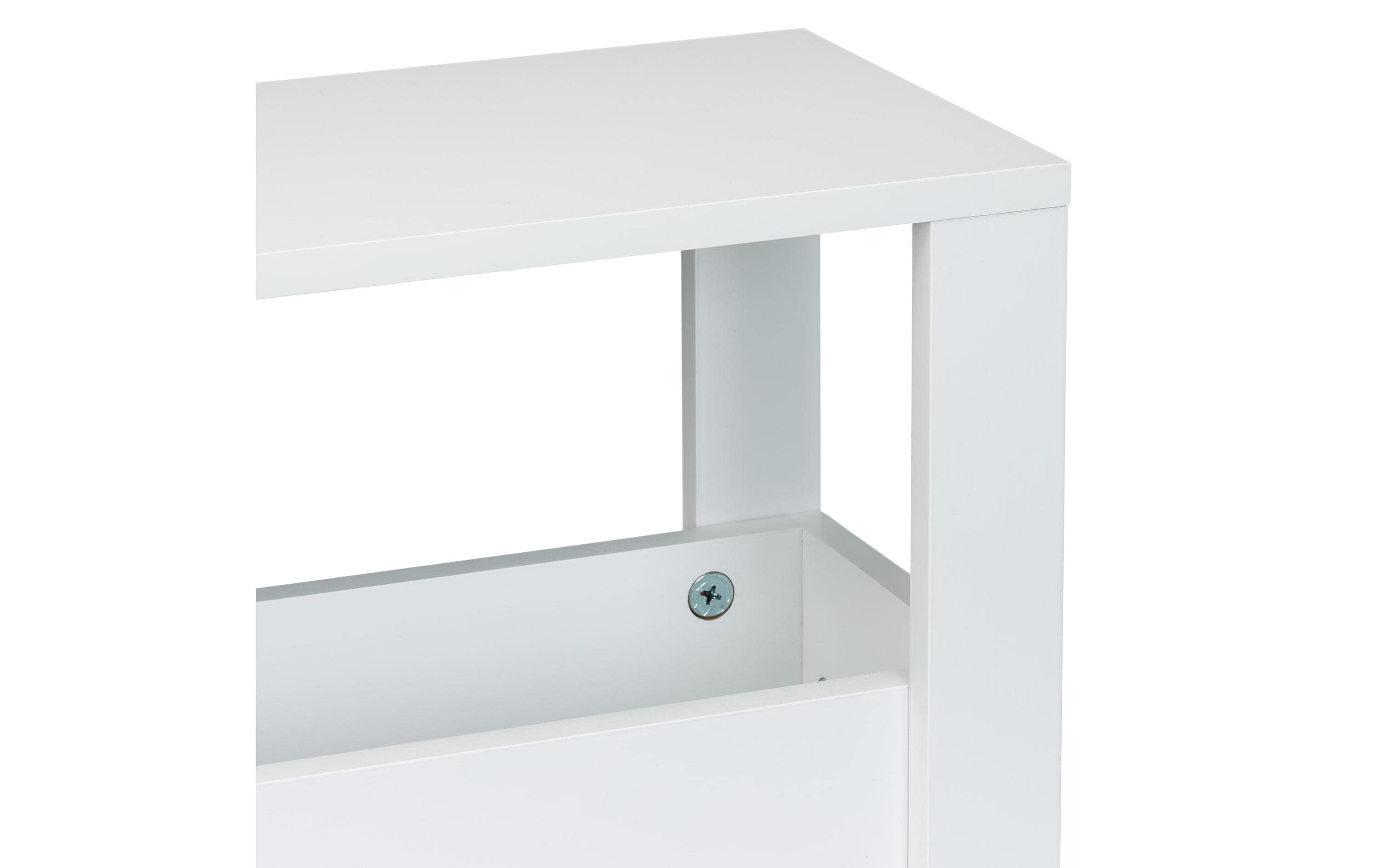Nischenwagen Weiss, 71.5 x 17 x 50 cmSchmales Nischenregal mit Rollen