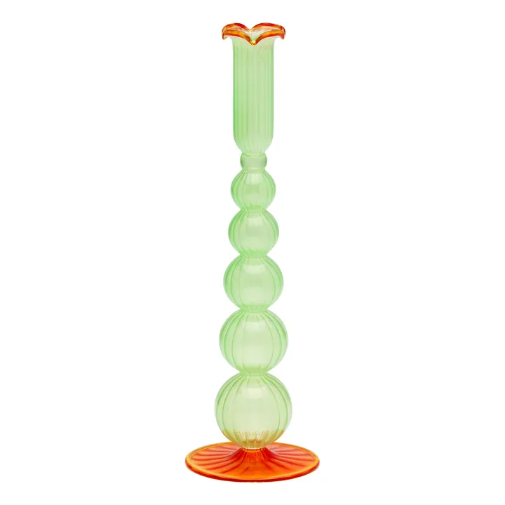 Anna + Nina Bougeoir Moss et Marigold en verre | Vert