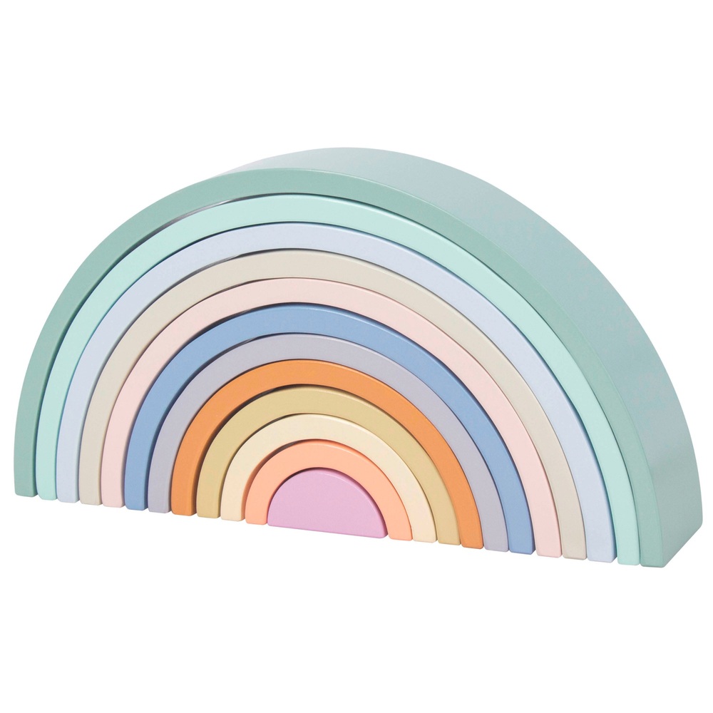 Eichhörnchen-Spielzeug Pastellfarbene Holz-Regenbogen-Stapelsteine