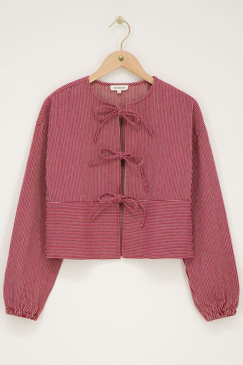 Rood-wit gestreepte top met strikjes